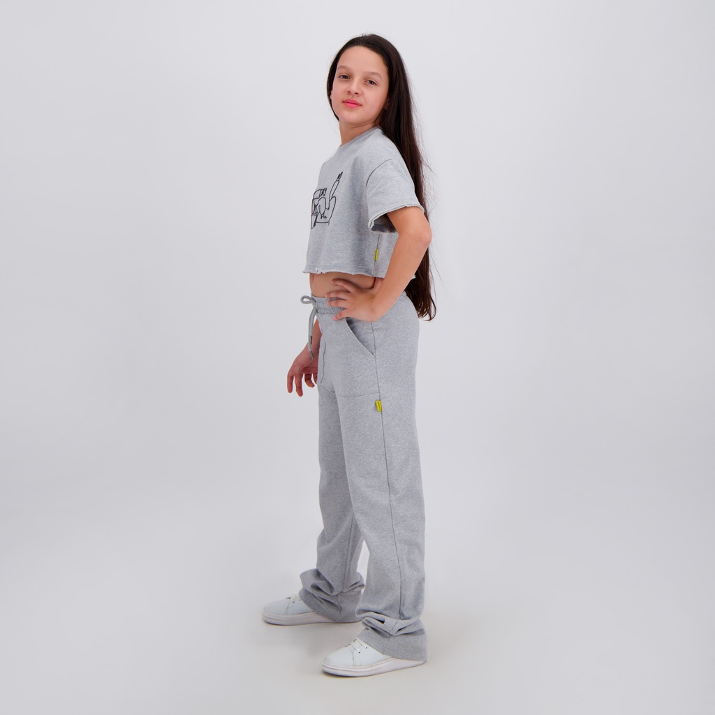 Jogger jambe droite fille avec poches plaquees Kontakt